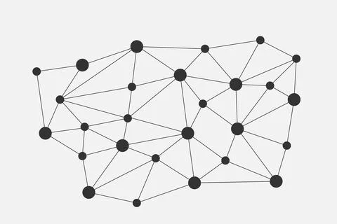 Minimal abstract illustration of a digital network showing interconnected nodes Stock Illustration