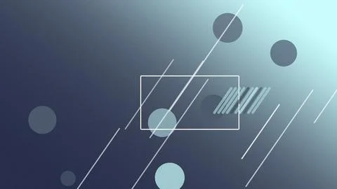 Minimal abstract interface elements with neon lines and circles float on a .. Stock Illustration