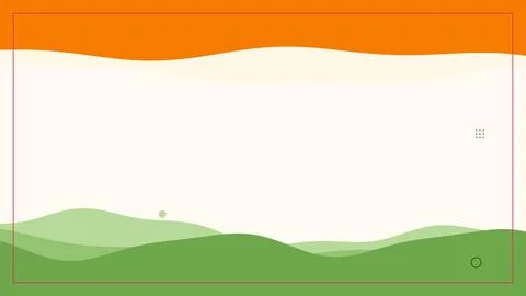 Minimal abstract landscape features orange sky cream space and green rolling Stock Illustration