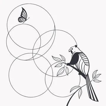 Minimal Abstract Line Harmony Vector Design Stock Illustration