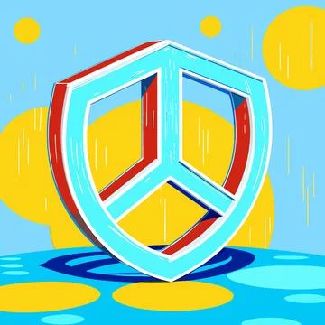 Minimal abstract logo representing protection and Stock Illustration