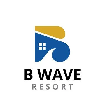 Minimal Abstract Negative Space B Wave Resort Logo Stock Illustration