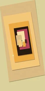 A minimal abstract paper collage with layered shapes in warm beige, pink, a.. Stock-Illustration