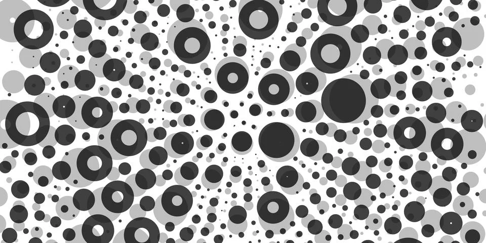 A minimal abstract pattern of black circles with soft gray shadows on a whi.. 스톡 일러스트