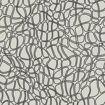 Minimal abstract pattern with black curved lines forming cell like shapes on Stock Illustration