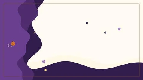 Minimal abstract purple landscape frames a clean cream center with flowing Stock-Illustration