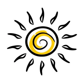 Minimal Abstract Sun Symbol Representing Energy and Optimism Stock Illustration