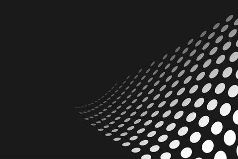 Minimal abstract wave background with white dots on a black surface Stock Illustration