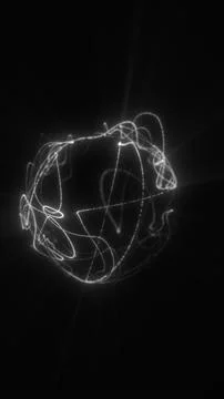 Minimal abstract white orbital light lines forming a glowing sphere on a bl.. Stock Illustration