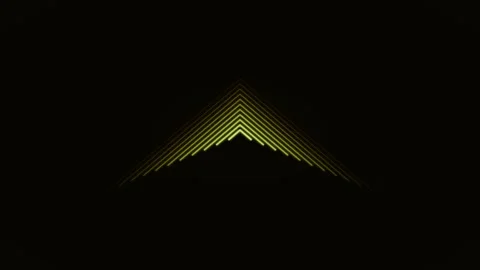 Minimal Abstract Yellow Arrow Pointer Graphic on Black Background Stock Footage 333799961