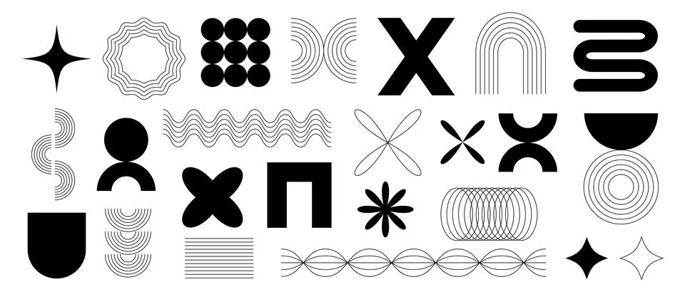 Minimal aesthetic line elements in modern style Stock Illustration