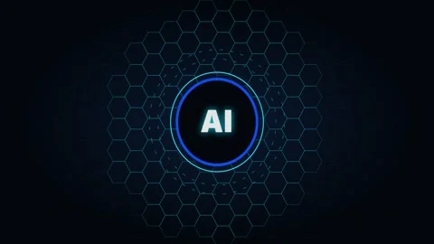 Minimal AI Core Badge with Rotating Hexagonal Interface Stock Footage 341342616