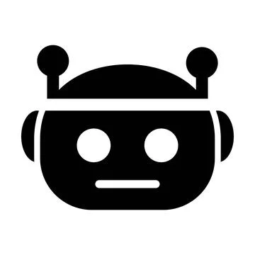 Minimal ai robot face vector illustration solid black chatbot bot head masc.. 스톡 일러스트