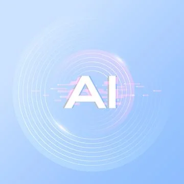 Minimal AI Technology Background in Light Blue Tones Illustrazione stock