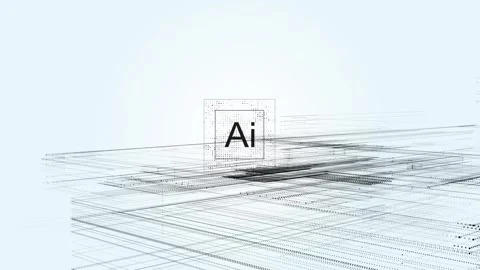 Minimal AI Wireframe Network with Data Grid and Abstract Lines Stock Footage 333857973