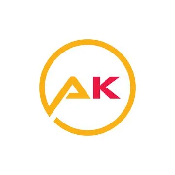 Minimal AK Monogram Letter Icon Design Stock Illustration