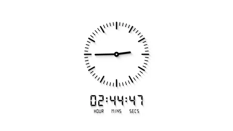Minimal Analog Clock 12 Hour Time Passing Loop Animation on Clean Background Stockbeeldmateriaal 330789372