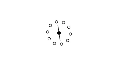 Minimal Analog Clock with Black Hands and Circular Hour Markers Stock-Footage 348127415