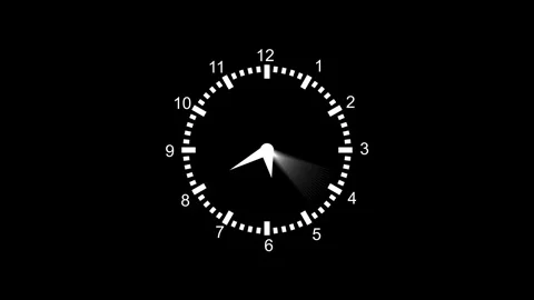 Minimal analog clock face numbers and hands showing time animation Stock-Footage 336885390