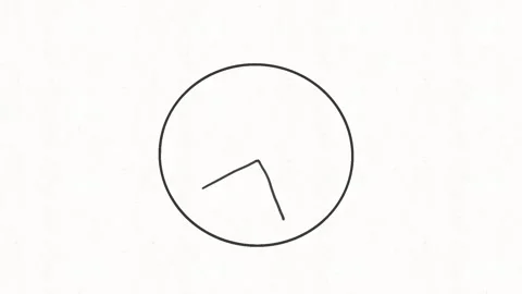 Minimal Analog Clock Icon Animation in Clean Line Art Style Stock Footage 341863453