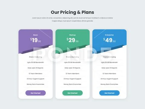 Minimal and modern pricing table PSD Template