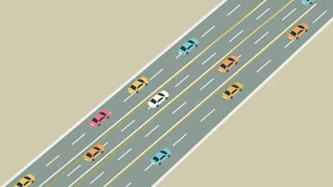 A minimal Angular Minimal Design of cars Going on a highway, viewed from a .. Stock Footage 305572767
