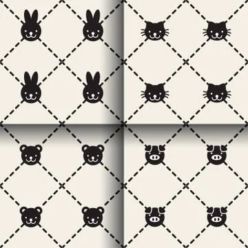 Minimal animal seamless patterns Stock Illustration