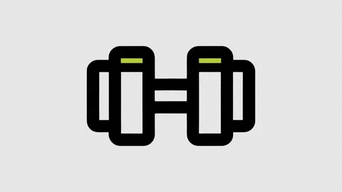 Minimal Animated Dumbbell Line Icon with Transparent Alpha Channel 库存影片 337376774