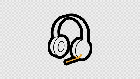 Minimal Animated Headset Line Icon with Microphone and Alpha Channel 库存影片 337376500