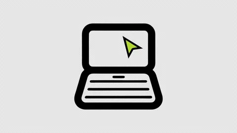 Minimal Animated Laptop Line Icon with Cursor and Alpha Channel 库存影片 337376468