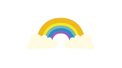 Minimal Animated Rainbow with Clouds on White Background Vídeo Stock 346617790