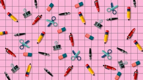 Minimal animated stationery icon background. 스톡 동영상 128753553