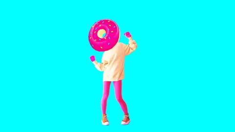 Minimal animation design. Donut dancer Girl. Donut mood. Fast food gif art Stock-Footage 105653894
