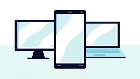 Minimal animation of electronic devices featuring smartphone computer monit.. Video stock 333897765