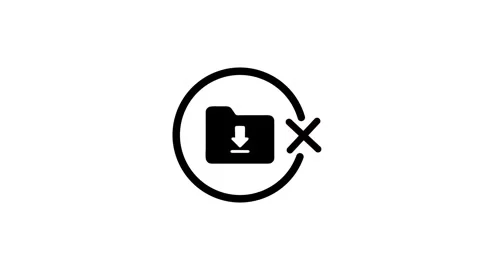 Minimal animation of folder download error icon with x mark on white backgrou Stock Footage 346497109