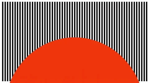 Minimal animation of red circle on striped background Stock Footage 132840610