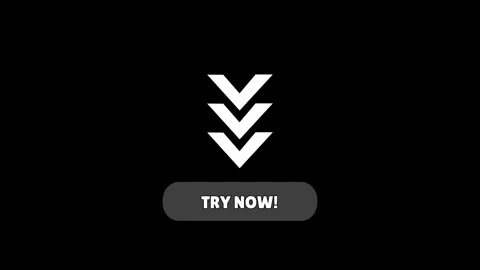 Minimal animation of white downward arrows pointing to try now button on black Stockbeeldmateriaal 337868079