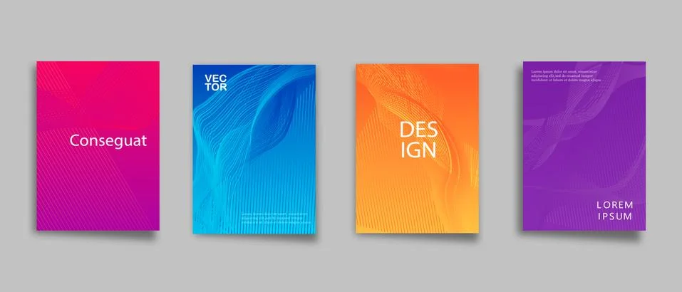 Minimal annual report design vector collection. Halftone texture cover templates Stock Illustration