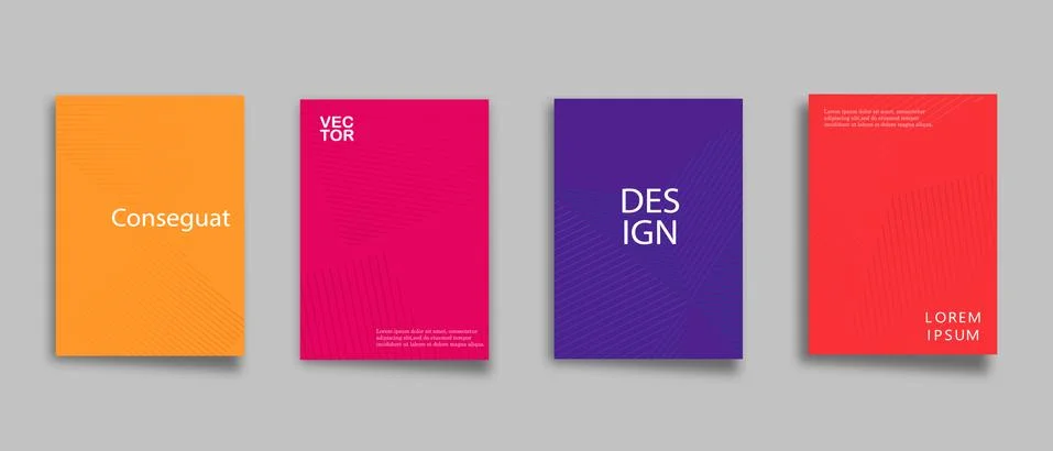 Minimal annual report design vector collection. Halftone texture cover templates Stock Illustration