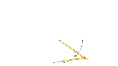 Minimal Antique Brass Drafting Compass Scribing Cobalt Blue Ink Circle on W.. Stock-Footage 346984075