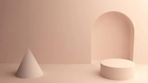 Minimal arch interior with cone shape and round podium for product display Stock Illustration