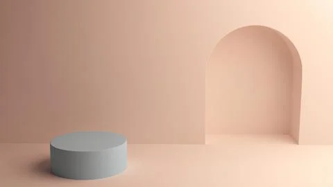 Minimal arch interior with round podium for modern product display Stock Illustration