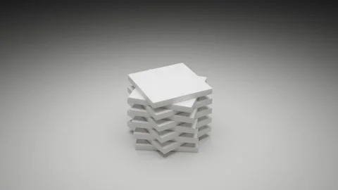 Minimal architectural composition with white cube on white background, abstract  Stock Footage 338250369