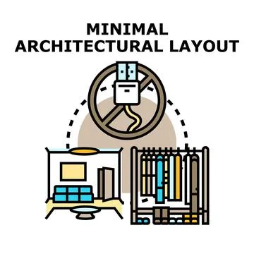 Minimal architectural layout planning smart home interior design Stock Illustration