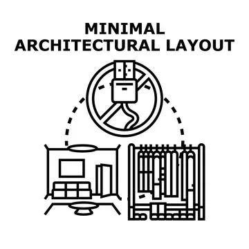 Minimal architectural layout planning smart home interior design Stock Illustration