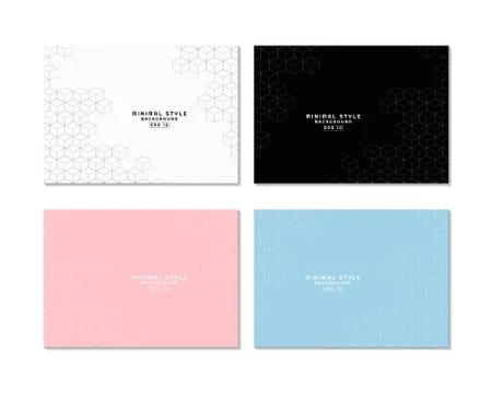 Minimal art hexagon box shape pattern design with space and set 4 background イラスト素材