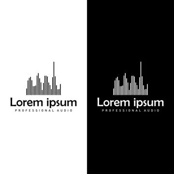 Minimal audio logo with line waveform, perfect for tech and music startup Stock Illustration