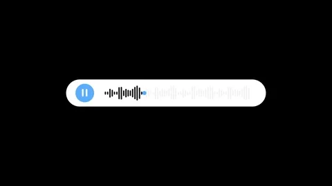 Minimal audio player waveform background control bar, blue pause button, and cle Stock Footage 340414463