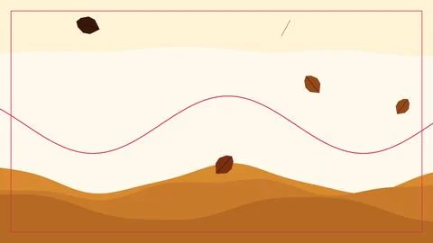 Minimal autumn inspired background features a thin flowing curve and scattered Stock Illustration