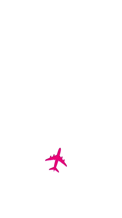 Minimal aviation background magenta plane icon on white space, clean layout, tra Stock Footage 340413363